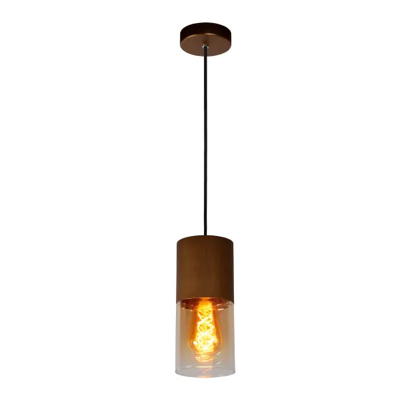 ZINO Pendant E27/60W Satin Cupper /  Amber Glass image 1