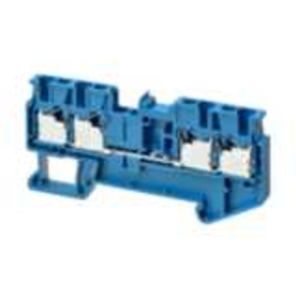 Multi conductor feed-through DIN rail terminal block with 4 push-in pl image 1