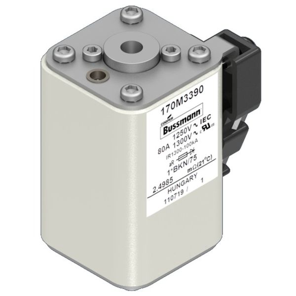 Fuse-link, high speed, 80 A, AC 1250 V, compact size 1, 45 x 59 x 75 mm, aR, IEC, UL, single indicator image 2