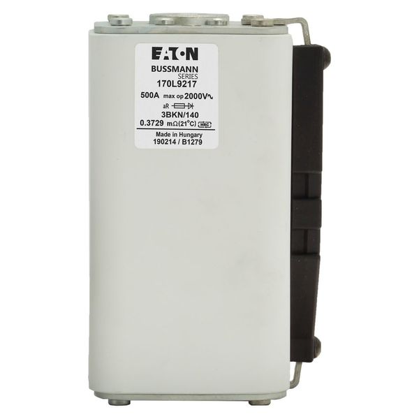 Fuse-link, high speed, 500 A, AC 2000 V, Size 3, 74 x 90 x 143 mm, aR, IEC, single indicator image 2