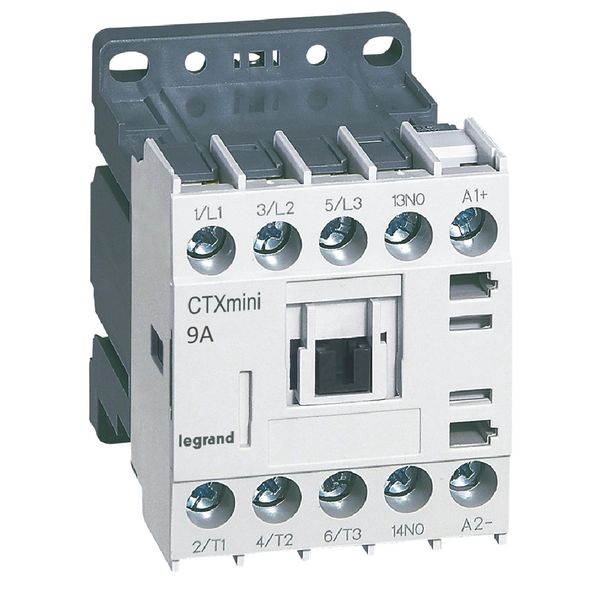 3-pole mini contactors CTX³ - 9 A (AC3) - 24 V= - 1 NO - screw terminals image 1