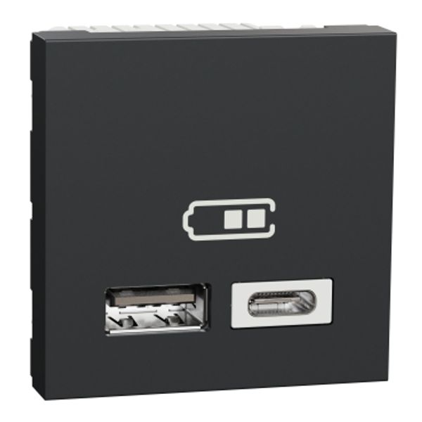 Double USB charger 2.4A type A+C image 1
