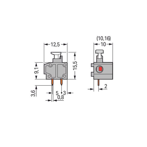 Stackable PCB terminal block 2.5 mm² Pin spacing 10/10.16 mm gray image 3