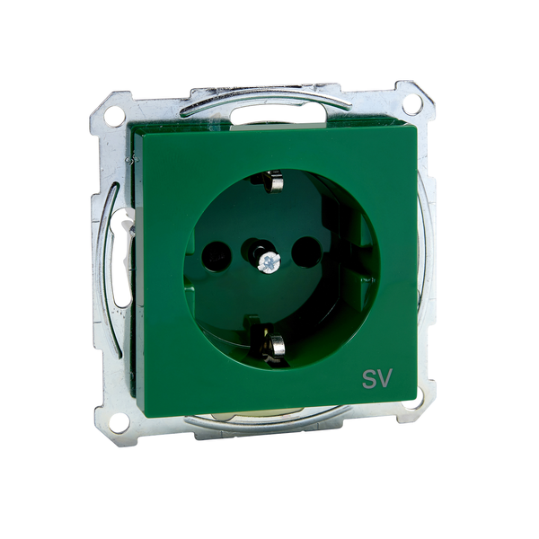 SCHUKO socket-outlet f. spec.circ., shutter, screwl. term., green, System M image 4