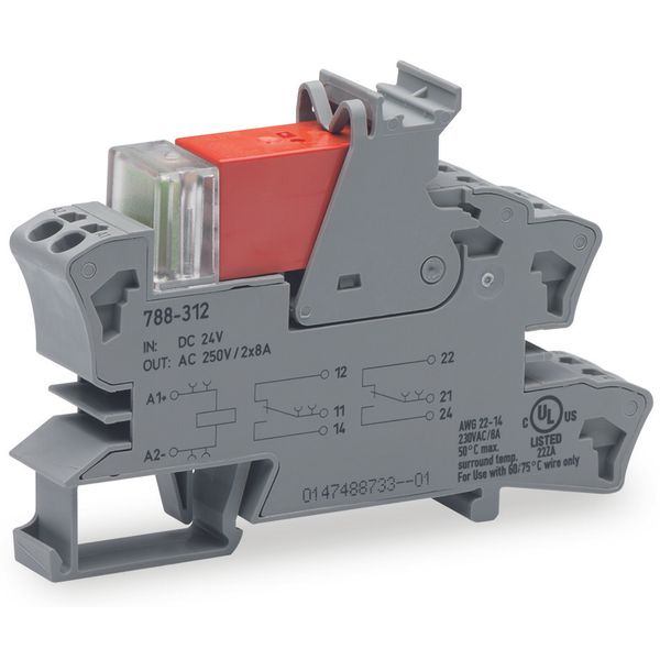 Relay module Nominal input voltage: 60 VDC 2 changeover contacts gray image 3