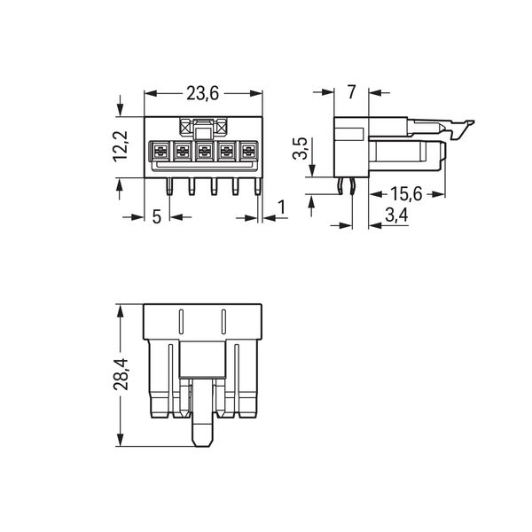 Socket for PCBs angled 5-pole gray image 6