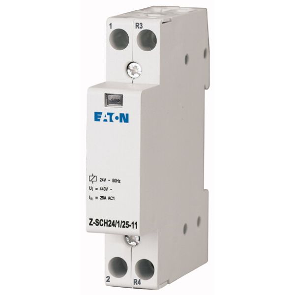 Installation contactor, 24VAC/50Hz, 1N/O+1N/C, 25A image 1