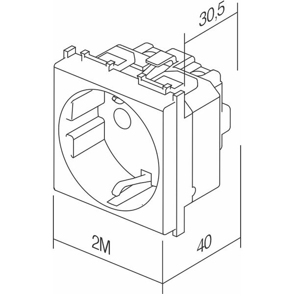 SOCKET SCHUKO+KS 2P+E 16A 250V~ 2M AR 6218060 image 1