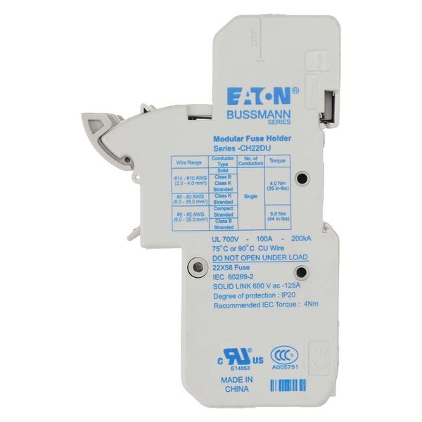 Fuse-holder, low voltage, 125 A, AC 690 V, 22 x 58 mm, 1P + neutral, IEC, UL image 17
