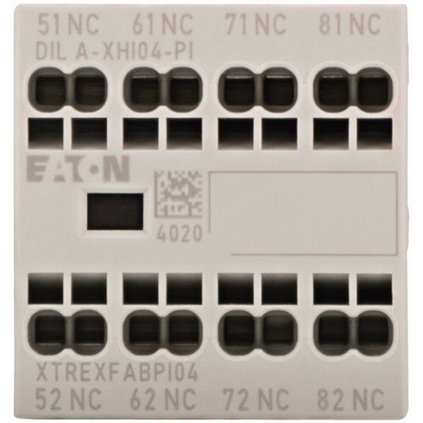 Auxiliary contact module, 4 pole, Ith= 16 A, 4 NC, Front fixing, Push in terminals, DILA, DILM7 - DILM38 image 1