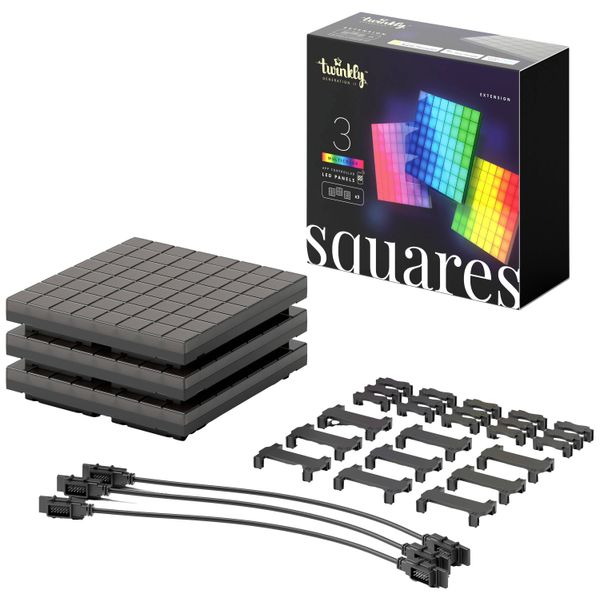 3 Square Blocks extensions, 64 RGB Pixels, 16x16 cm, Black, IP20, Plug F image 2