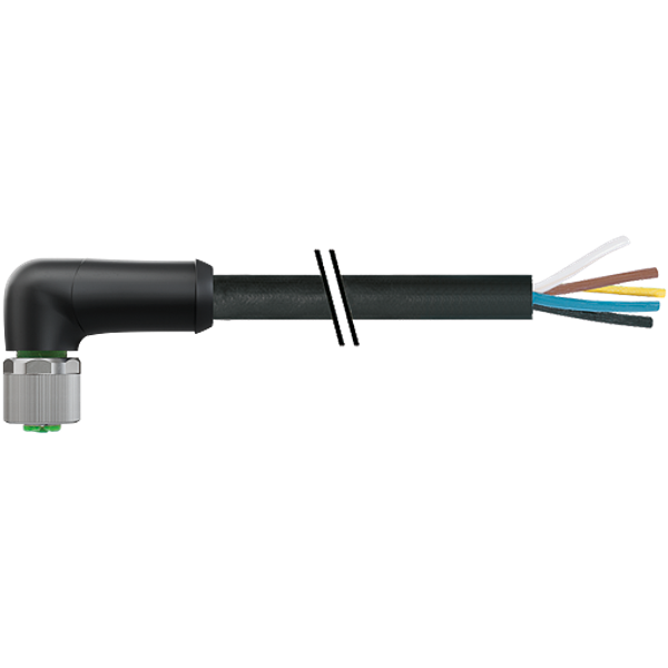 M12 Power female 90° K-cod. with cable PUR 5x1.5 bk UL/CSA+drag ch. 3m image 1