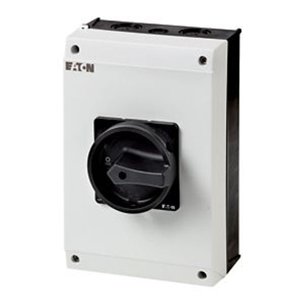 Main switch, 3 pole + N + 1 N/O + 1 N/C, 100 A, STOP function, 90 °, Lockable in the 0 (Off) position, surface mounting image 1