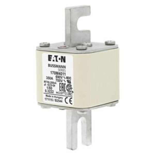 Fuse-link, high speed, 350 A, AC 690 V, DIN 1, 53 x 53 x 108 mm, aR, DIN, IEC, single indicator image 4