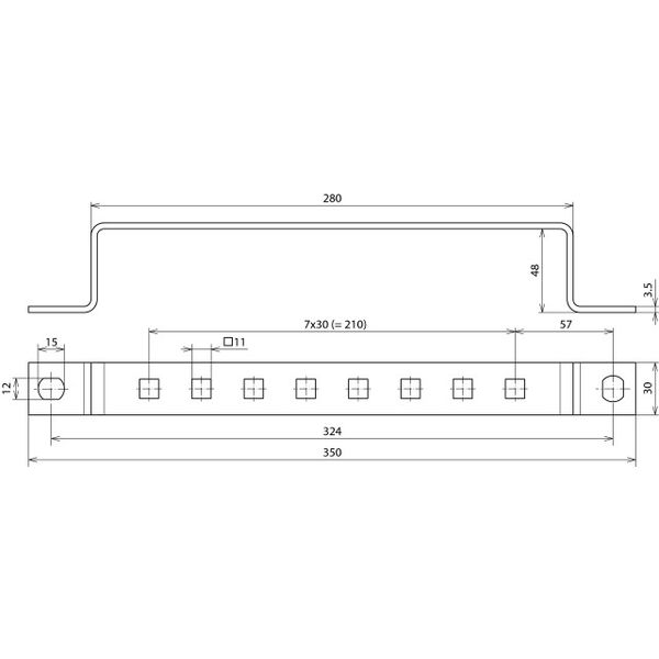 Earthing busbar StSt f. equipotential bonding w. 1 x 8 terminals image 2