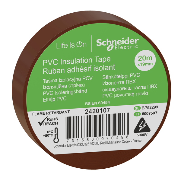 Insulation tape 19mmx20m brown image 1