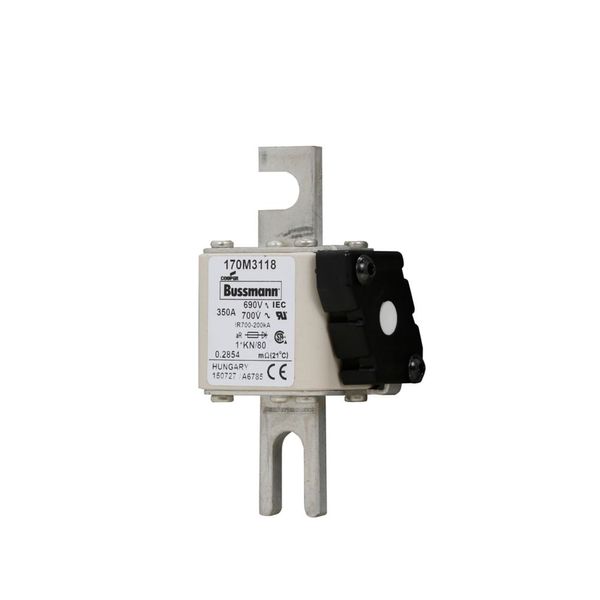 Fuse-link, high speed, 350 A, AC 690 V, compact DIN 1, 45 x 59 x 104 mm, aR, DIN, IEC, single indicator image 8