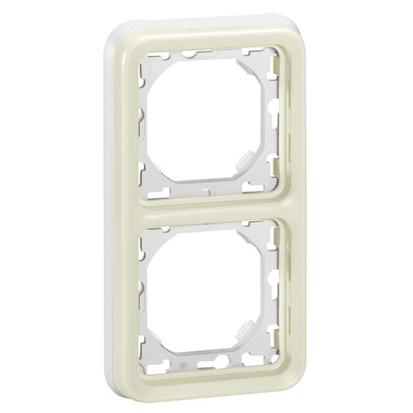 Flush mounting support frame Plexo IP 55 - 2 gang vertical - white image 1
