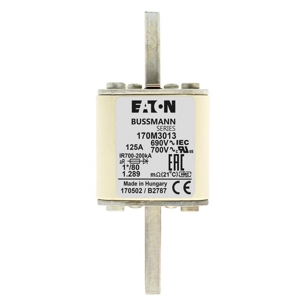 Fuse-link, high speed, 125 A, AC 690 V, compact DIN 1, 45 x 45 x 104 mm, aR, DIN, IEC, single indicator image 15