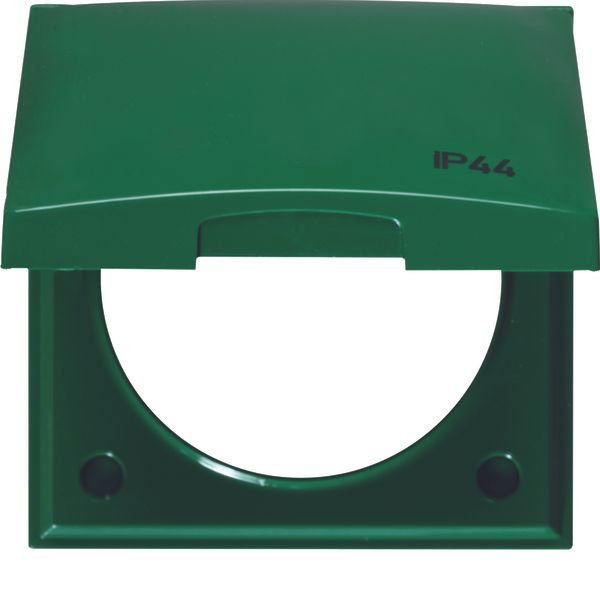 Frame with hinged cover and imprint "IP44", Integro Flow, green glossy image 1
