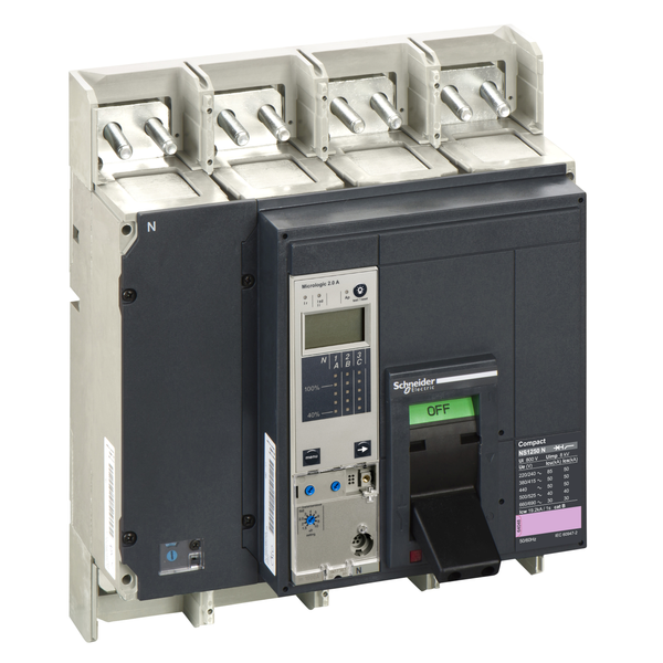 circuit breaker ComPact NS1250N, 50 kA at 415 VAC, Micrologic 2.0 A trip unit, 1250 A, fixed,4 poles 4d image 4