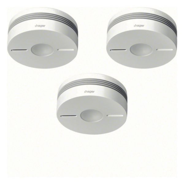 Wireless smoke detector set, smoke detector Komfort Q, 3x TG550A, IR alarm stop, white image 1