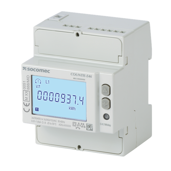 Active-energy meter COUNTIS E46 via CT dual tariff + pulse + M-BUS com image 1