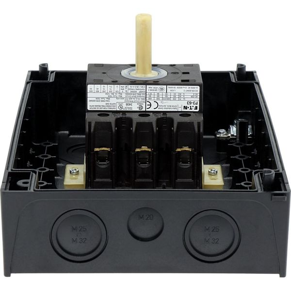 Main switch, P3, 63 A, surface mounting, 3 pole, STOP function, With black rotary handle and locking ring, Lockable in the 0 (Off) position image 45