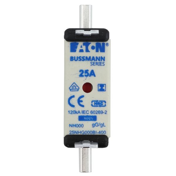 Fuse-link, LV, 25 A, AC 400 V, NH000, gL/gG, IEC, dual indicator, insulated gripping lugs image 8