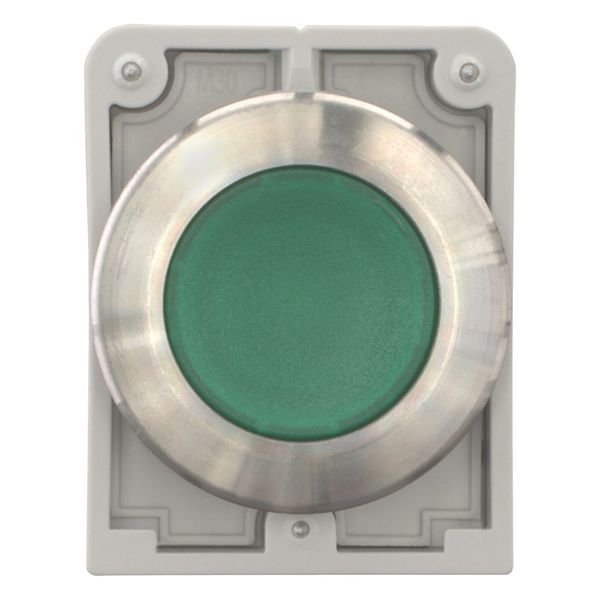 Illuminated pushbutton actuator, RMQ-Titan, flat, momentary, green, blank, Front ring stainless steel image 4