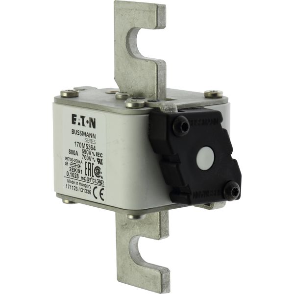 Fuse-link, high speed, 800 A, AC 690 V, size 2, 61 x 77 x 126 mm, aR, IEC, UL, single indicator image 13