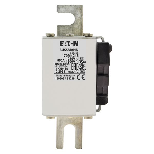 Fuse-link, high speed, 550 A, AC 1250 V, size 1, 53 x 69 x 138 mm, aR, DIN, IEC, single indicator image 10