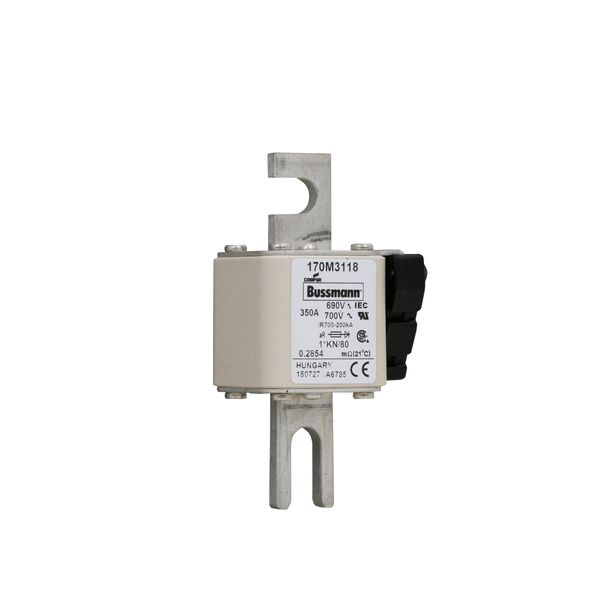 Fuse-link, high speed, 350 A, AC 690 V, compact DIN 1, 45 x 59 x 104 mm, aR, DIN, IEC, single indicator image 10