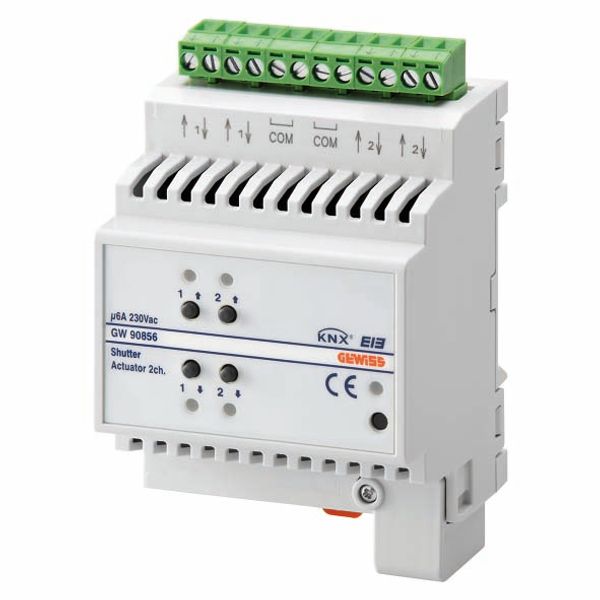 ACTUATOR FOR ROLLER SHUTTERS - 2 CHANNELS - 6A - KNX - IP20 - 4 MODULES - DIN RAIL MOUNTING image 2