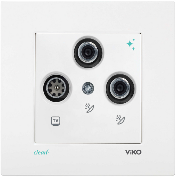 Karre Clean White Two Gang Sat Socket (Sat-Sat-TV) image 1