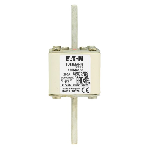 Fuse-link, high speed, 200 A, AC 690 V, DIN 1, 53 x 66 x 138 mm, aR, DIN, IEC, single indicator image 7