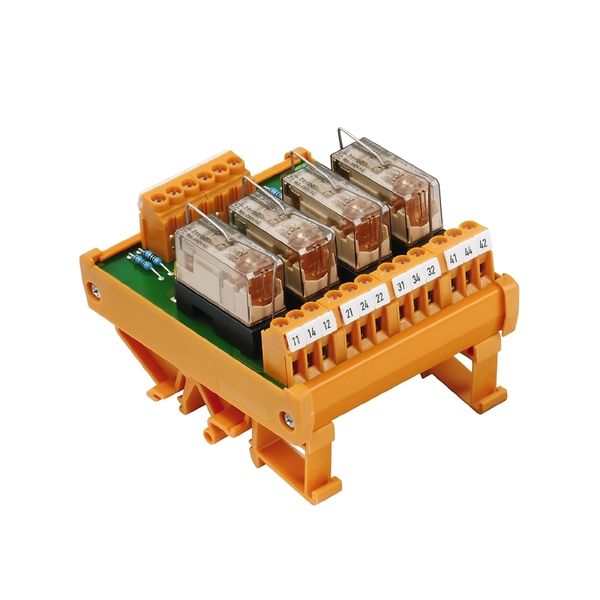 Relay module, 4-channel, joint base +, 24 V DC, LED yellow, Free-wheel image 1