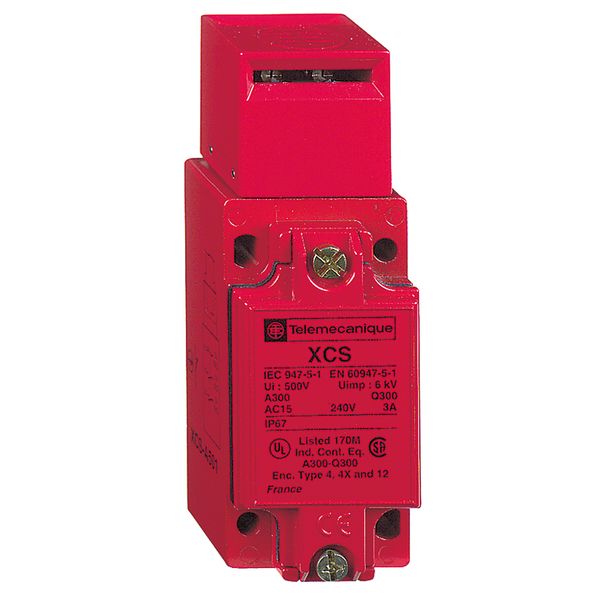 Safety switch, Telemecanique Safety switches XCS, metal XCSA, 1 NC + 2 NO, slow break, 1 entry tapped 1/2" NPT image 1