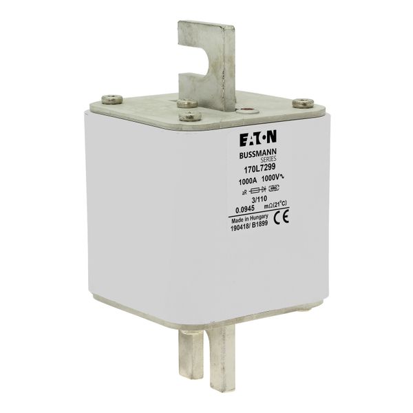 Fuse-link, high speed, 1000 A, AC 1000 V, Size 3, 76 x 90 x 141 mm, aR, DIN, IEC, visual indicator, 110 mm centres image 18