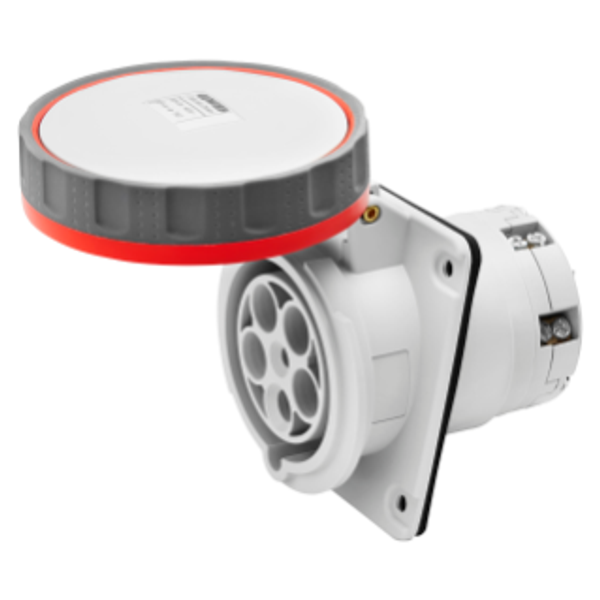 10° ANGLED FLUSH-MOUNTING SOCKET-OUTLET HP - IP66/IP67 - 3P+N+E 63A 346-415V 50/60HZ - RED - 6H - PILOT CONTACT - MANTLE TERMINAL image 1