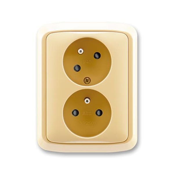 5513A-C02357 D Double socket outlet with earthing pins, shuttered, with turned upper cavity ; 5513A-C02357 D image 1