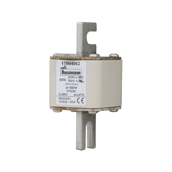 Fuse-link, high speed, 400 A, AC 690 V, DIN 1, 53 x 66 x 108 mm, aR, DIN, IEC, single indicator image 10