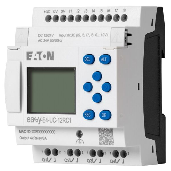 Control relays easyE4 with display (expandable, Ethernet), 12/24 V DC, 24 V AC, Inputs Digital: 8, of which can be used as analog: 4, screw terminal image 2