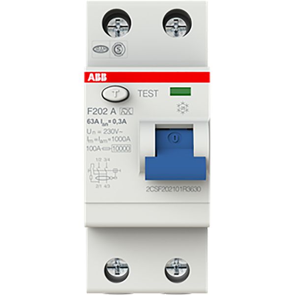 F202 A-63/0.3 Residual Current Circuit Breaker 2P A type 300 mA image 2