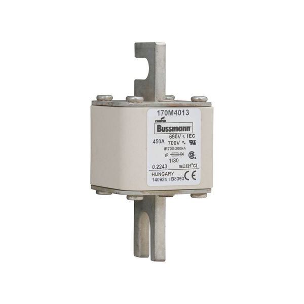 Fuse-link, high speed, 450 A, AC 690 V, DIN 1, 53 x 53 x 108 mm, aR, DIN, IEC, single indicator image 7