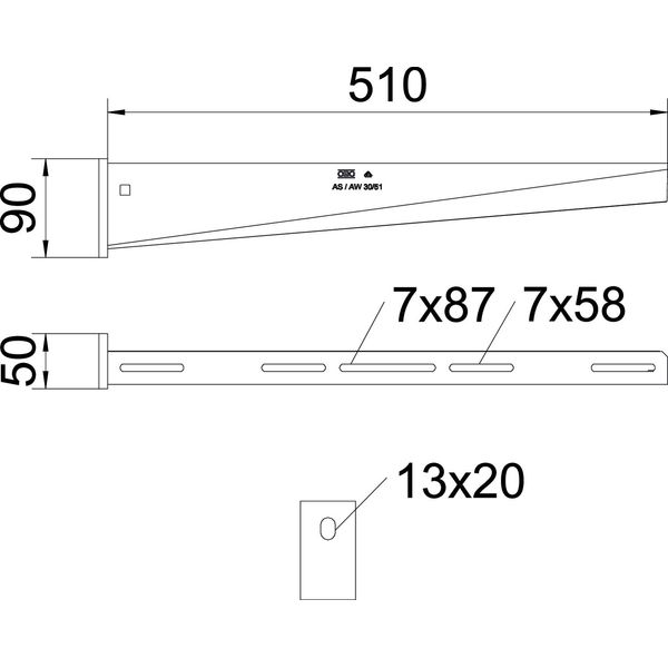 AW 30 51 A4 Wall and support bracket with welded head plate B510mm image 2