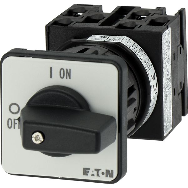 On-Off switch, T0, 20 A, centre mounting, 3 contact unit(s), 6 pole, with black thumb grip and front plate image 9