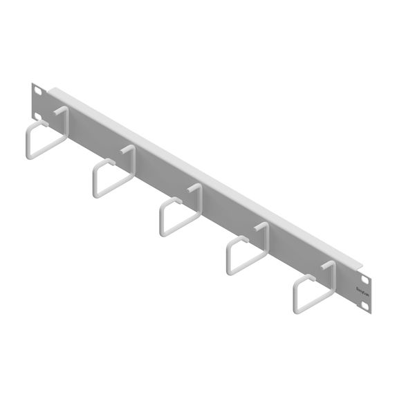 Routing Panel 1U with 5 Cable Clamps of Steel 60mm RAL7035 image 1