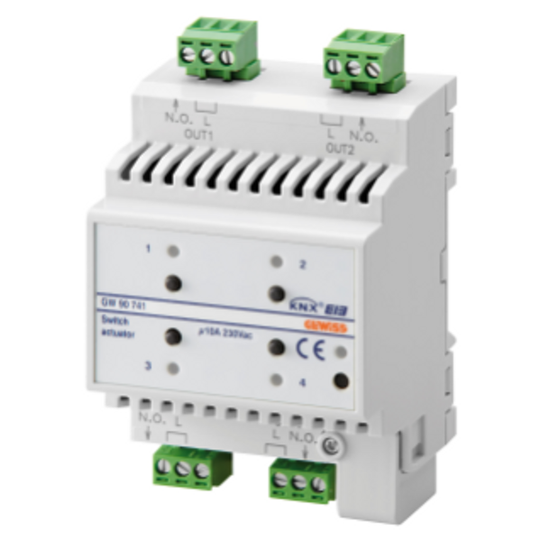 SWITCH ACTUATOR - 4 CHANNELS - 10A - KNX - IP20 - 4 MODULES - DIN RAIL MOUNTING image 1