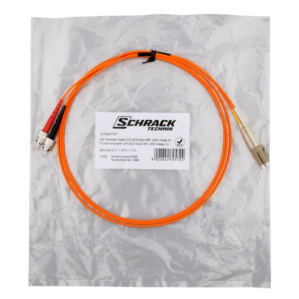 FO Patchcord Duplex LC/FC,62,5/125æm OM1, LS0H, orange, 5m image 4